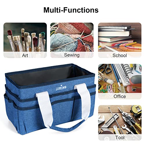 Jjring Craft Organizer Tote Bag, Art Storage Caddy With Multiple Pockets, Blue Sewing Bag For Art, Craft, Scrapbooking, School, Medical, And Office Supplies Storage #TOP4