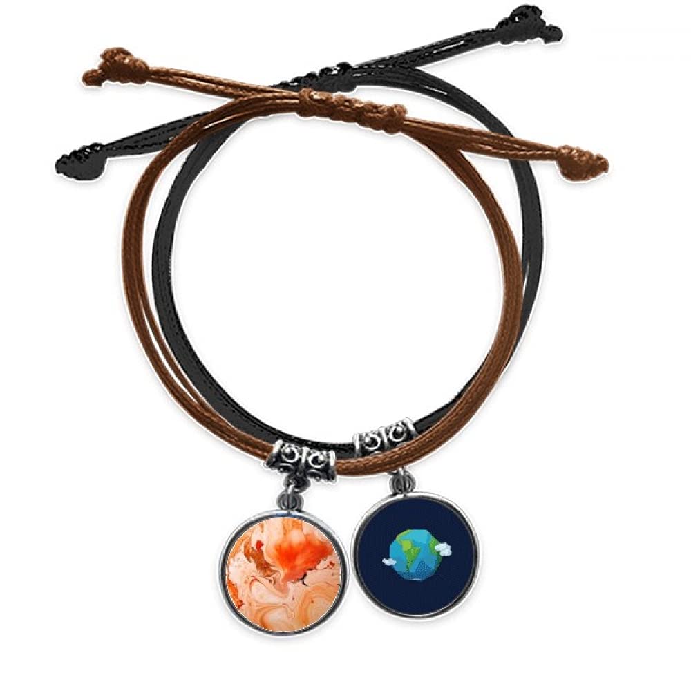 Pulsera de cuerda mano cadena cuero marmol blanco abstracto moderno naranja regalo original 3