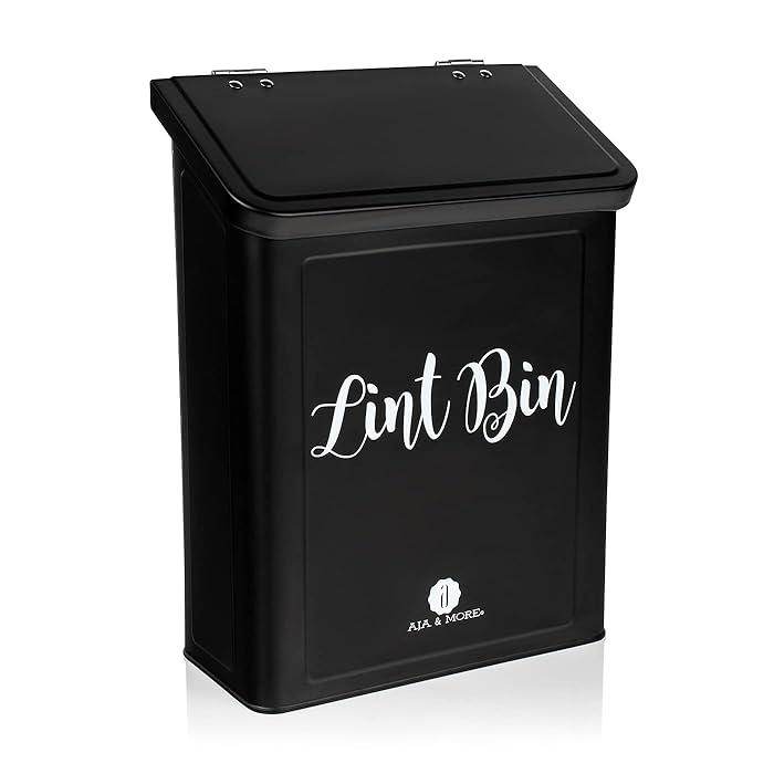 Buy A.J.A. & MORE Modern Farmhouse Lint Bin with Lid for Laundry Room Organization and