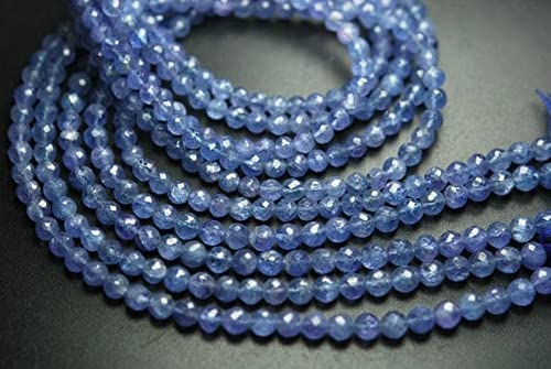 Perles rondes facettées en tanzanite st naturelle 4.5-5mm pour enfilage de fil
