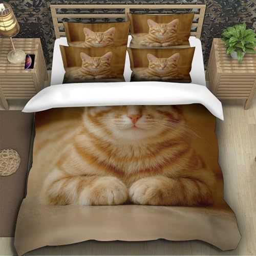 Linge de lit chat housse de couette microfine imprimée 3D - 5