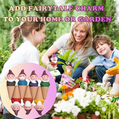 CCFREELIFE Terracotta Watering Spikes Cute Gnomes Plant Watering Spikes, Easy to Use Watering Spikes for Indoor and Outdoor Small Plants, Gift Home Decor 7 Pcs - Thumbnail 2