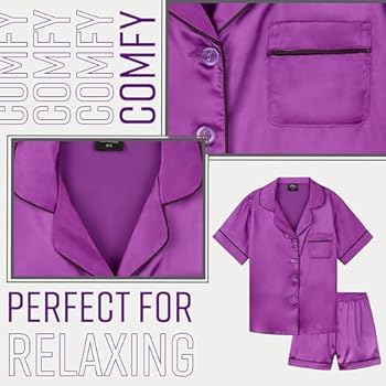 Pyjama Satin Fille CityComfort - Ensemble Court été - Top Boutons Et Short
