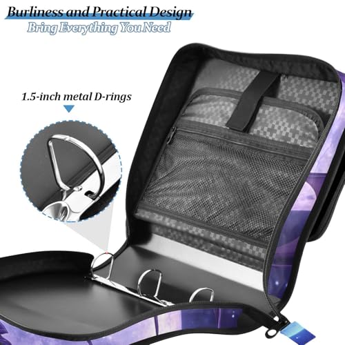 Image of 3 Ring Zipper Binder with Shoulder Strap Dragon Moon 1.5 inch Binders Keeper Large Capacity Multi Pockets for School Office Supplies