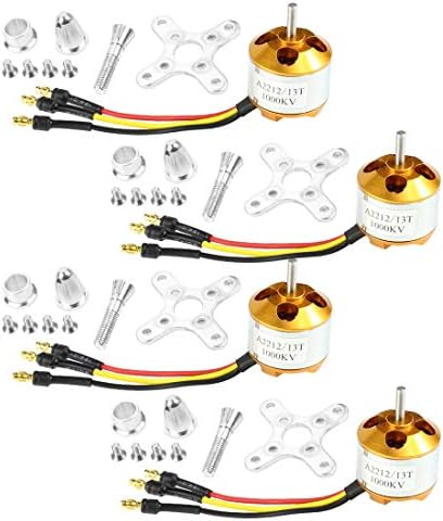 QWinOut A2212 1000KV Brushless Outrunner Motor 13T with 3.5mm Male Banana Bullet for RC DIY Aircraft Multi-Copter Quadcopter Drone (4 Pcs)