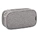 Makeup Brush Cosmetic Organizer Portable 2 layer Small Makeup Pouch Holder PU Leather Case with Carry Handle for Travel (Champagne Gold)