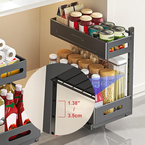 Miniatura 3 de Habitello Organizador Bajo Fregadero Extraíble De Hierro - Organizador Cocina Multiusos Con Instalación Sin Taladro, Rodamientos De Acero Silenciosos Para Almacenaje De Armario Y Baño Negro