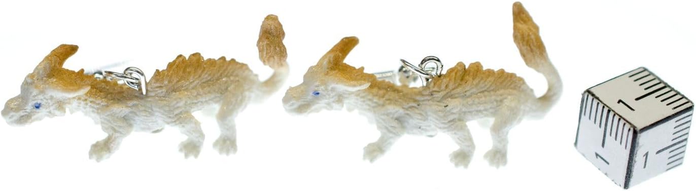 Dragon Earrings Miniblings Fantasy Rubber White Golden 40Mm Legendary Creature