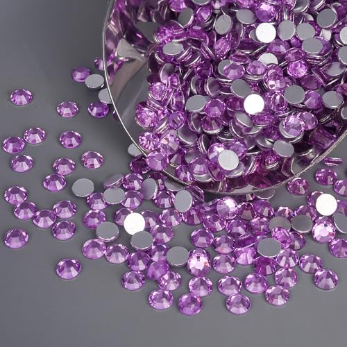 Image of 1440pcs Flat Back Crystal Rhinestones for Nail Art Crafts Bedazzling Kit Diamonds Set Clear Rhinestones for Clothes 0.14 inch 3.8mm SS16 Lavender