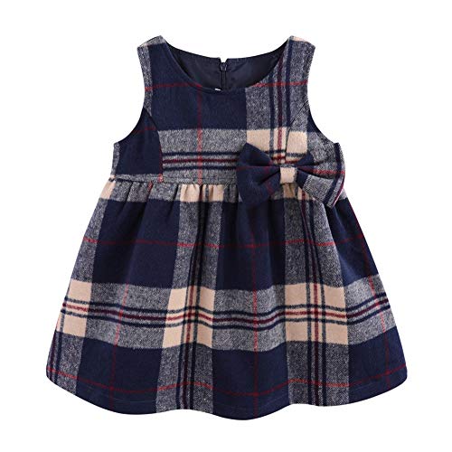 Vestidos a cuadros sin mangas de lana sintética para niñas Mud Kingdom