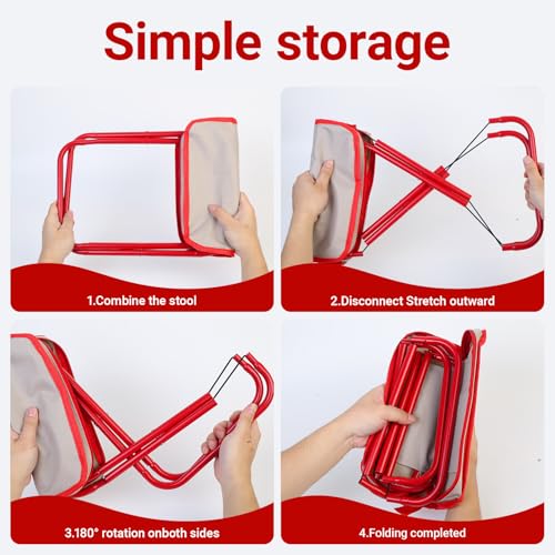 Campinghocker Faltbarer Camping Hocker Tragbarer Klapphocker, 25 cm Höhe Mini Sitzhocker Klappbarer, Kleiner Leicht Falthocker Stool Campingstuhl für Reisen Outdoor Wandern Garten Strand Angelhocker – Bild 5