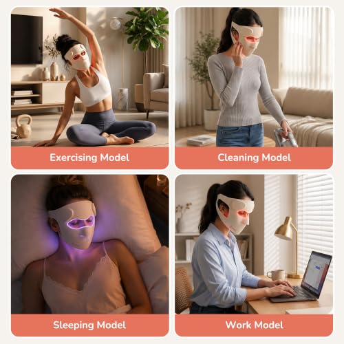 Image of Manimo 4D LED Light Therapy Mask Series 2 for Face | 9 Color Light Modes for Skin Rejuvenation, Anti-Aging, Acne & Dark Spots | Built-in Eye Protection, Wireless, Soft Silicone, Ergonomic Fit | US FDA Cleared | 12M Warranty