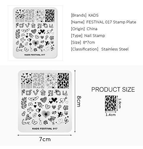 Kads Nail Stamping Plate Valentine's Day Nail Art Stamp Template Diy Image Template Manicure Stamping Plate Stencil Tools (Fe017) #TOP5