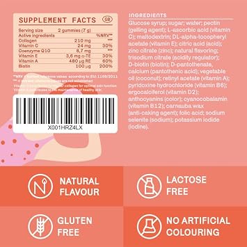 BeSoHappy® Collagen Gummies for Women with Coq10, Biotin, Vitamin E, Vitamin A and Vitamin C, Nourishes Your Skin with Delicious Citrus Flavor, 60 Gummies, Lactose Free and Gluten Free.