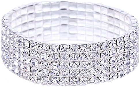 EOZY Women Bridesmaid Rhinestone Silver Plated Adjustable Bracelet Bangle Jewelry