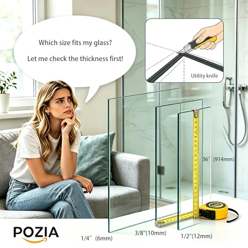 POZIA Shower Door Bottom Seal Frameless Glass Shower Door Seal Strip Clear Vinyl Durable Stop Shower Leaks and Create a Water Barrier Ultra Clear (1PACK-3/8in) by POZIA - Used condition - Image 2