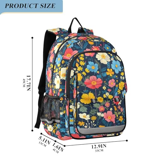 Sac à dos pour ordinateur portable enfants collège lycée fleurs - 4