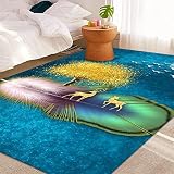 Kunsen decoración habitacion Comedor Alfombra Azul Dormitorio Alfombra Rectangular Sala de Estar Alfombra de Piso decoración Infantil habitación Oficina de alfombras 40X60CM 1ft 3.7' X1ft 11.6