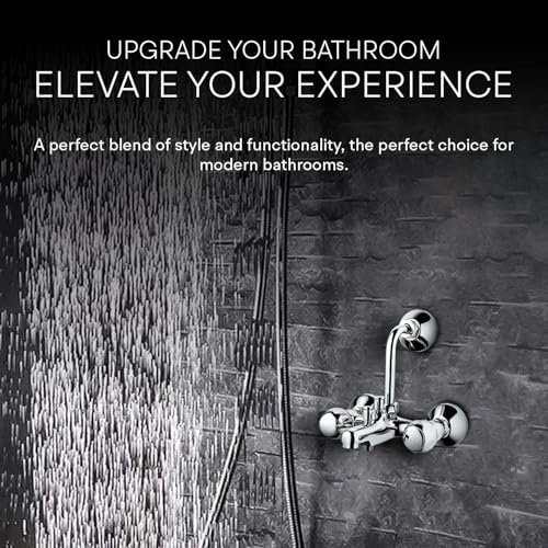 Image of Jaquar Wall Mixer 3-in-1 System with Provision for Hand & Overhead Shower - 115mm Long Bend Pipe, Connecting Legs & Flanges (Shower Units Not Included), Chrome Finish