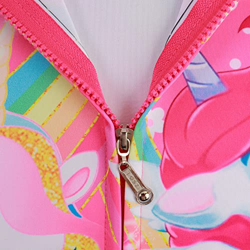 LEMONBABY Little Girls Princess Unicorn Zip Hoodie Sweatshirt Coat Cartoon Jacket Outwear Fleece4