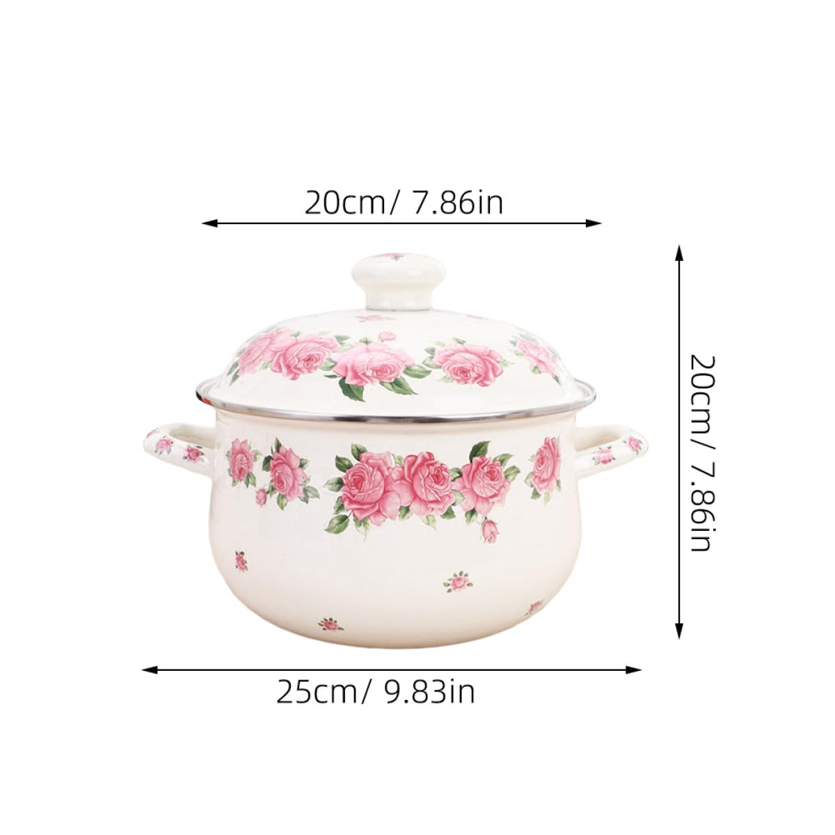 DOITOOL Olla de Esmalte Desconocido para Sopa Tapa, 2,3l, Menaje de Cocina Hogar Diseño Fácil de Limpiar y Asas Prácticas