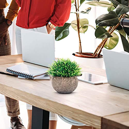 Odom Artificial Plants 2 Pcs, Small Fake Plants Bathroom Decor, Mini Potted Plastic Green Grass, Faux Plants Plastic Greenery For Farmhouse Home Kitchen Shelf Office Desk Decorations #TOP4