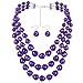 KOSMOS-LI 3 Layer Acrylic Purple Bead Multi Strand Necklace