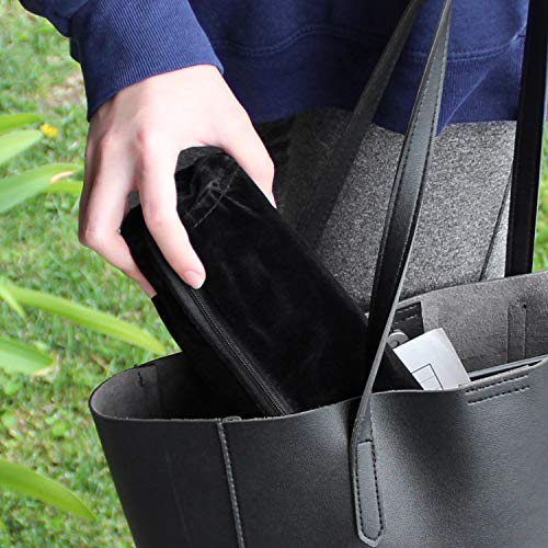 Mooca Black Velvet Bracelet Bangle Watch Roll, Travel Pouch Jewelry Travel Organizer, Portable Zipper Pouch With A Removable Roll Insert For Standard Size Bracelets & Bangles, 12.5"W X 2.8" Diameter. #TOP6