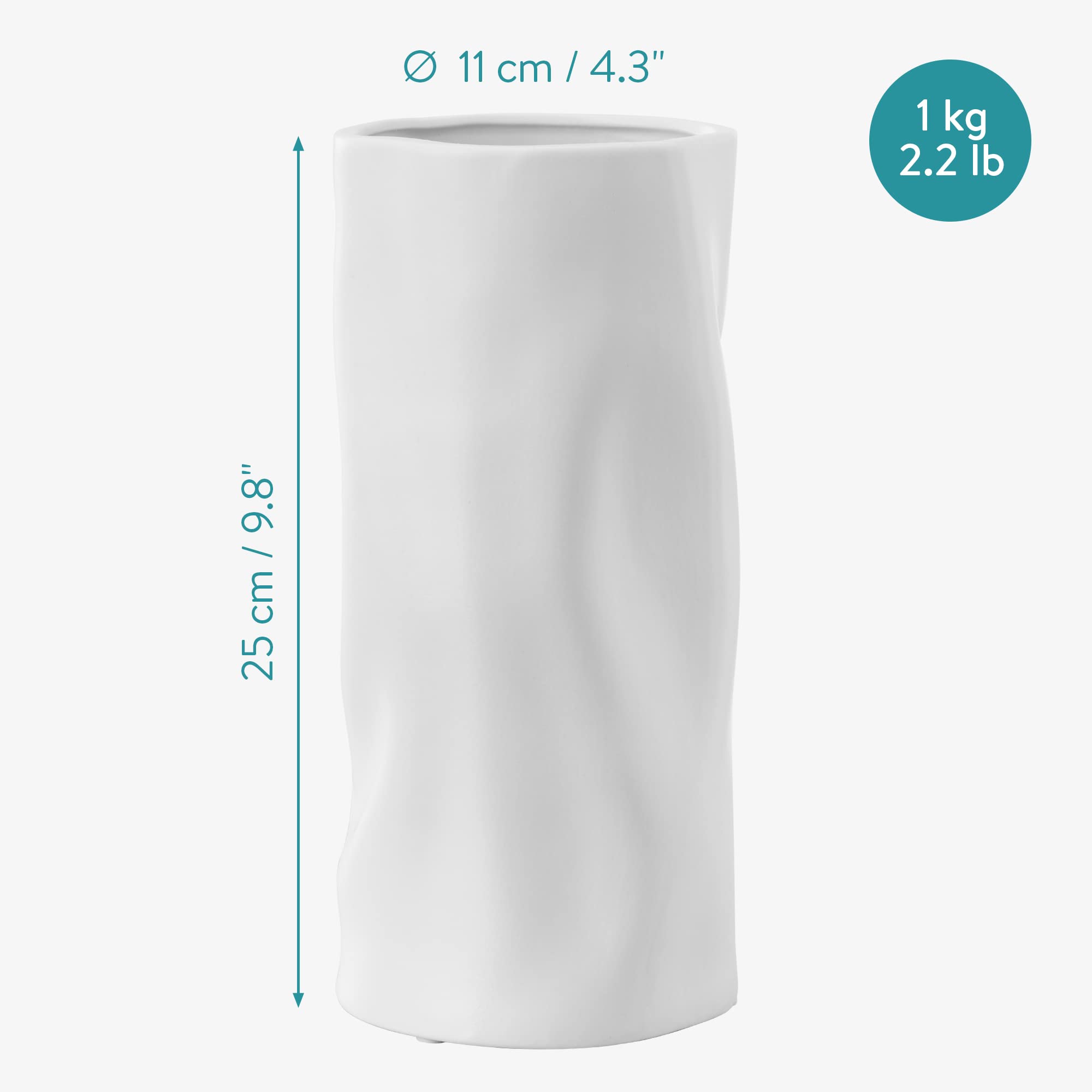 Weiße Kunststoff-Blumenvase – Moderne, Unzerbrechliche Tischvase Für Wohnzimmer, Büro & Mehr