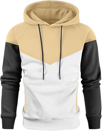 Color Block Sweatshirts for Men,Mens Trendy Hoodies Long Sleeve Shirts Pullover Casual Warm Tops Fall Winter