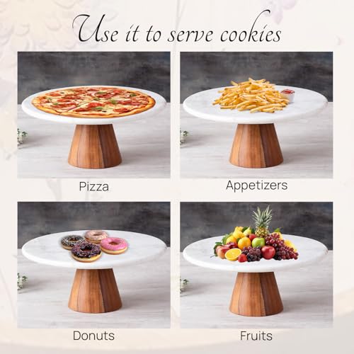 Image of nestroots Marble Cake Stand | 12-Inch Dessert Platter for Cupcakes, Pies & Pastry | Elegant Display for Parties, Birthday, Weddings & Home Decor