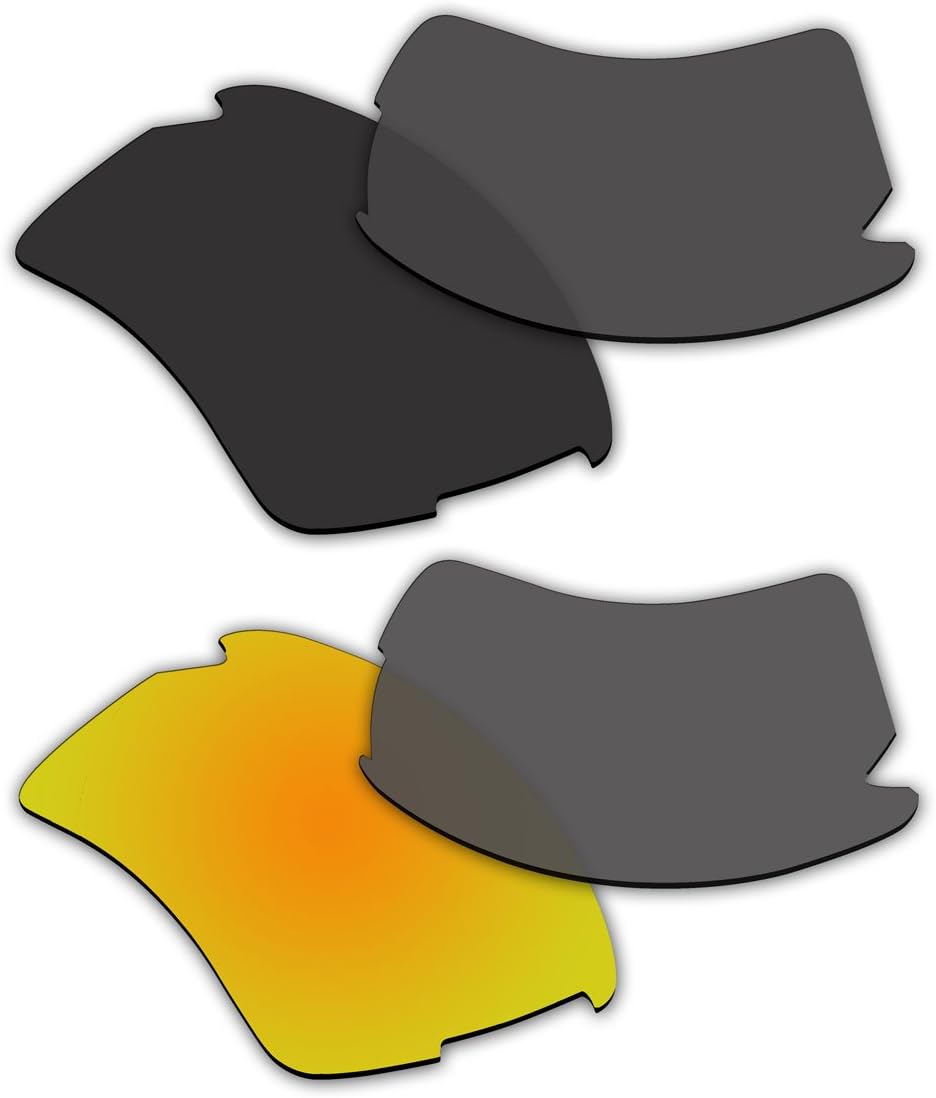 ACOMPATIBLE Replacement Polarized Black and Gold Lenses for Oakley Flak 2.0 XL Sunglasses