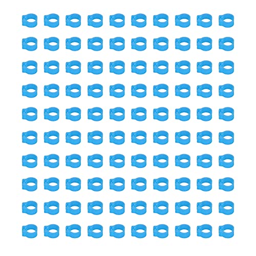 Keenso Bandas para Piernas Anillo Frío Duradero 100 Piezas 8 Mm para Suministros para Patas de Aves de Corral (Azul Claro)