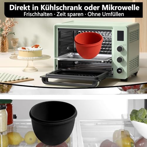 2er Set Silikoneinsatz mit Deckel - kompatibel mit KitchenAid/Kitchen Aid Schüssel/Rührschüssel 4,8 L(5 Qt), Rührschüssel mit Deckel, Teigschüssel-Einlage, Schüssel-Einsatz (Liner)