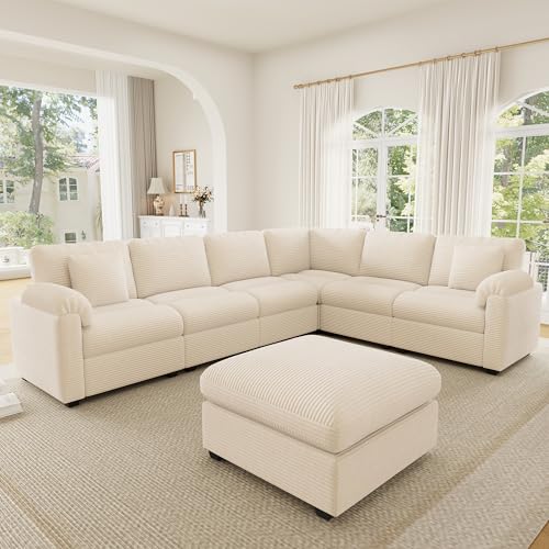 Canapé d’angle modulable velours côtelé XXL Sapgaks