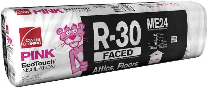 Owens Corning OCME24, R30 Kraft Batt Insulation, 16" x 48", 59 sq ft, Strong and Durable