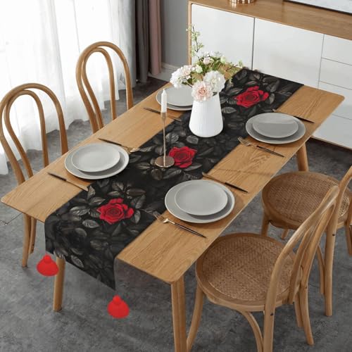 Chemin de table feuilles noires idéal pour habiller une table basse