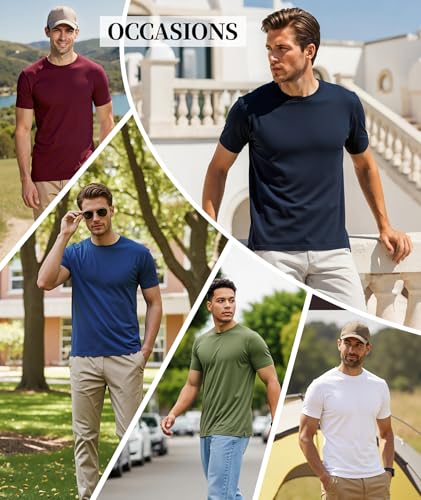 Image of Little Beauty 5 Pack Men's T-Shirts Crew Neck Short Sleeve Cotton Tee Casual Summer Tops