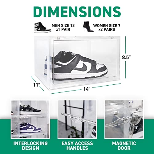 Ollie Xl Shoe Storage Boxes – Foldable And Stackable Shoe Storage Organizer For Closet – Clear Hard Plastic Big Shoe Storage Box For Up To Size 13 – Acrylic Shoe Box Storage Containers For Jordan, Sneakers, Boots (Clear, 3-Pack) #TOP5