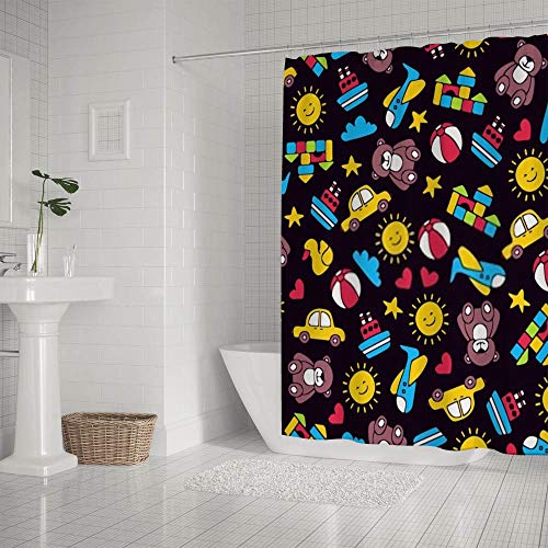 Rideau de douche en polyester de haute qualité avec crochets en C lavable facilement - 3