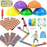 Stepping Stones for Kids, Textured Balance Pods and Floor Mats Set, Inflatable Balance Ball for Kids Boys Girls and Adults, Obstacle Course Sensory Toys for Indoor Outdoor Play Family Fitness Fun