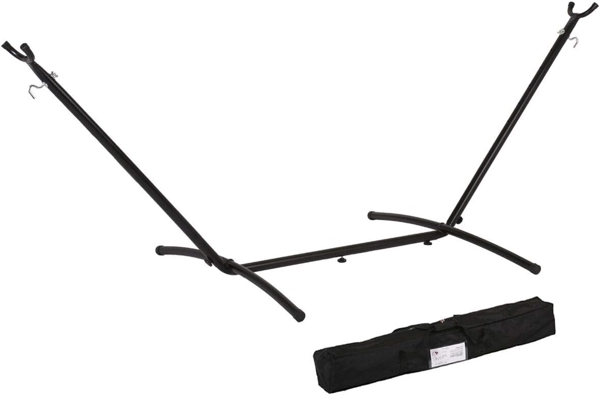 Portable Heavy-Duty 9ft Steel Hammock Stand with Carrying Case, Weather-Resistant Finish, Black
