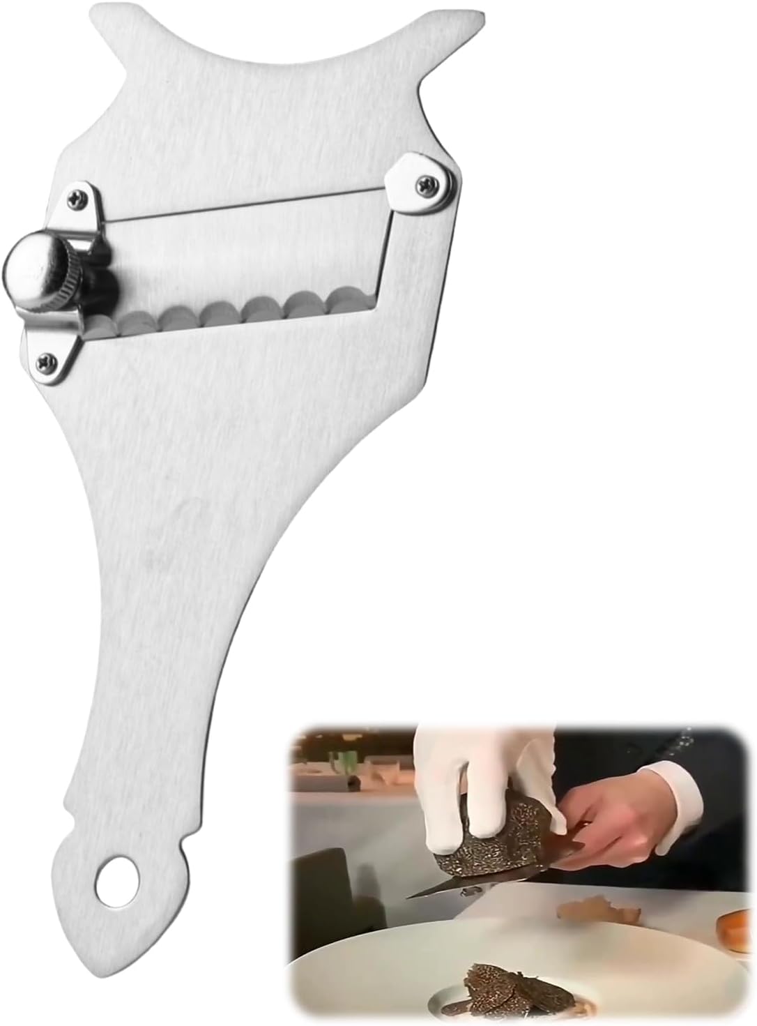 Hugfads Truffle Slicer, Truffle Slicer, Truffle Grater, Truffle Grater, Professional Stainless Steel Chocolate Grater, Multifunctional Kitchen Tool (Silver)