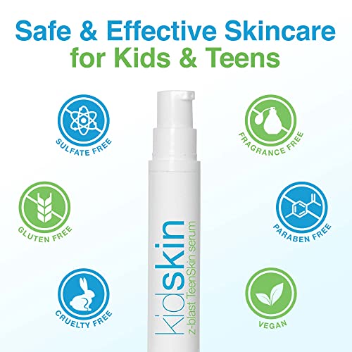 Kidskin - Z-Blast Clarifying Serum, Acne Serum For Face, Face Skin Care For Kids And Teen Skin Ages 9-17, Vegan-And-Cruelty-Free Acne Prone Skin Care, 0.5 Fl Oz #TOP5