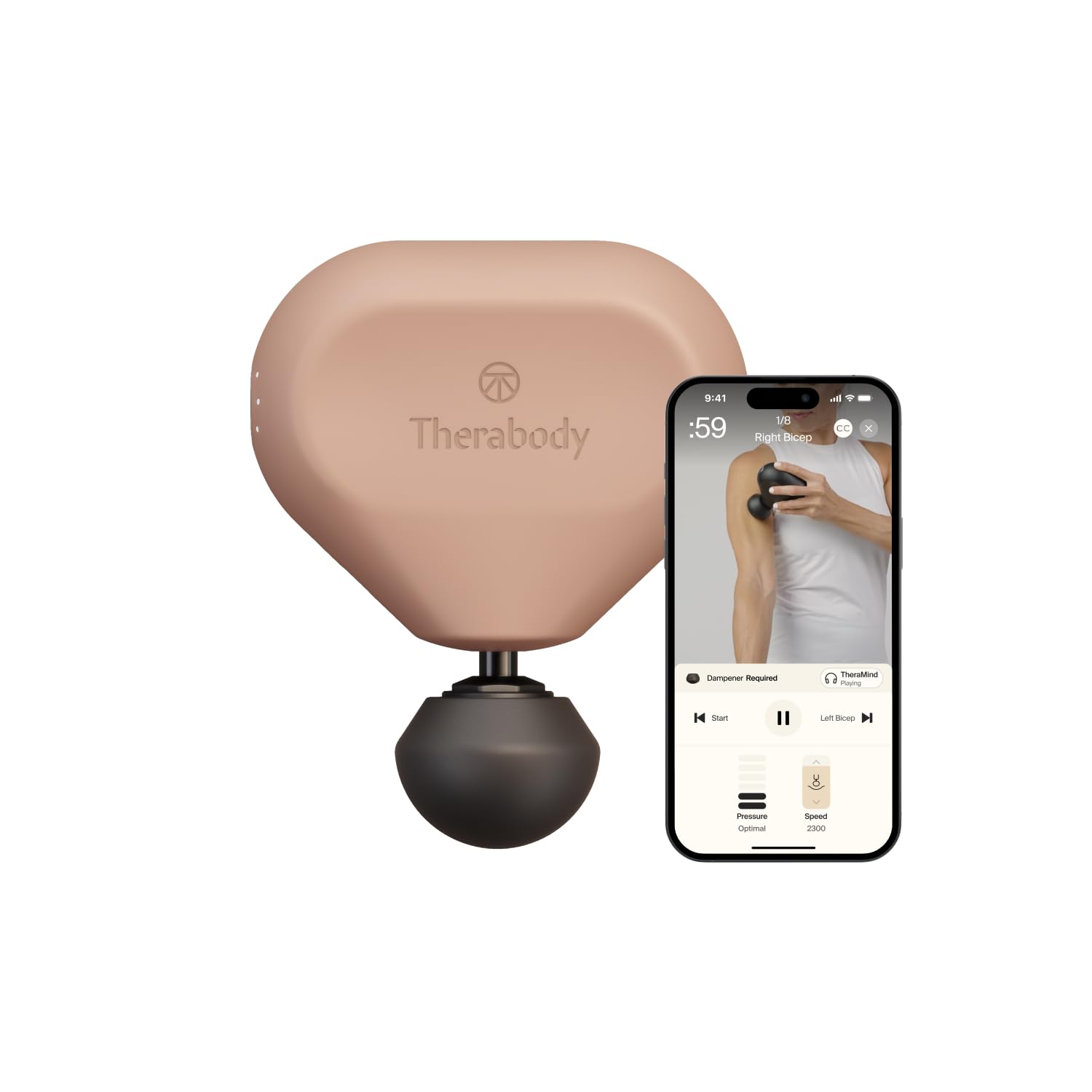 Theragun Mini by Therabody (3rd Generation) – Ultra-Portable Massage Gun and Travel Essential for Fast, Effective Pain and Tension Relief Anywhere, Desert Rose