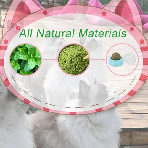 AOODOOM 3PCS Catnip Balls for Cats Wall - Three Colors Catnip Toys Edible Cat Toys for Cat Lick Safe Healthy Kitten Chew Toys Teeth Cleaning Dental Cat Toys