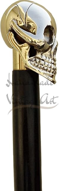 Samara Nautical Full Brass Head Skull Design Cane Black Wooden Stick Vintage Gift for Men Gift