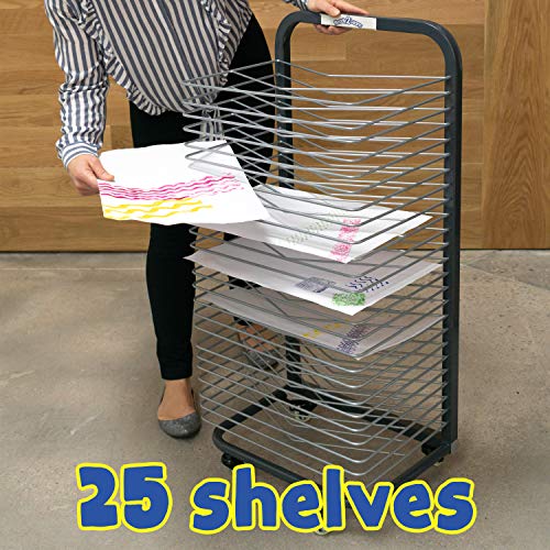 Miniatura 2 de Ready 2 Learn Estante De Secado De Arte, Organizador De Arte Resistente Para Pinturas Y Dibujos, 25 Estantes, Acero, 4 Ruedas, 2 Ruedas De Bloqueo, 96 Cm De Alto X 45 Cm De Ancho