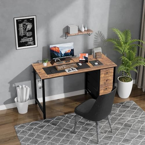 Bureau d'étude 119,4 cm Lufeiya marron rustique pour ordinateur - 5