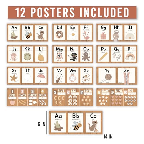 Hadley Designs Alphabet for Classroom Wall Decor - ABC Posters for Classroom Wall Chart Preschool & Kindergarten, ABC Letters & Number Line Elementary, Alphabet Cards, Boho Classroom Decor — view 4